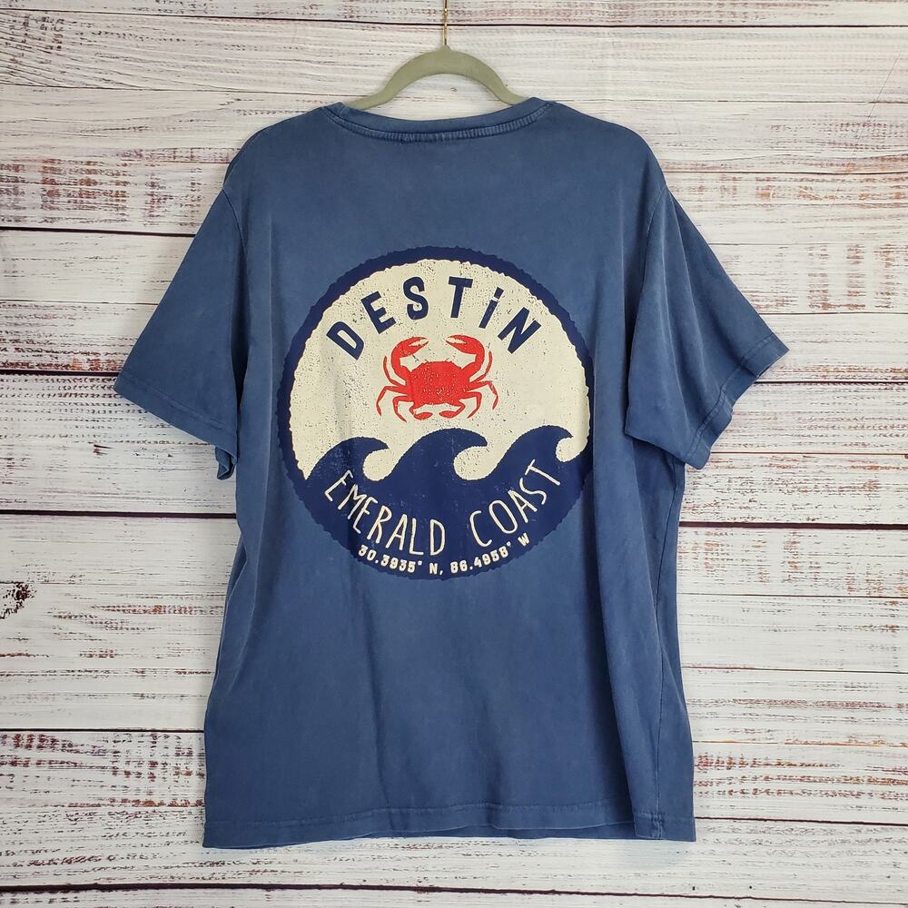 Alvin's Island Collection Blue Tee T-Shirt Size L Emerald Coast Casual Beach Top